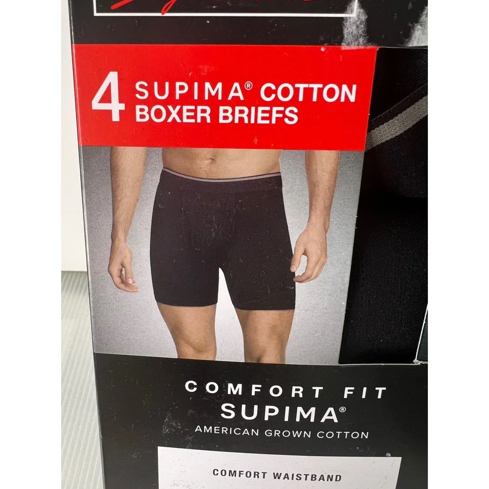 Kirkland Signature Mens 4-Pack Supima Cotton Boxer Briefs Black Medium 32-34